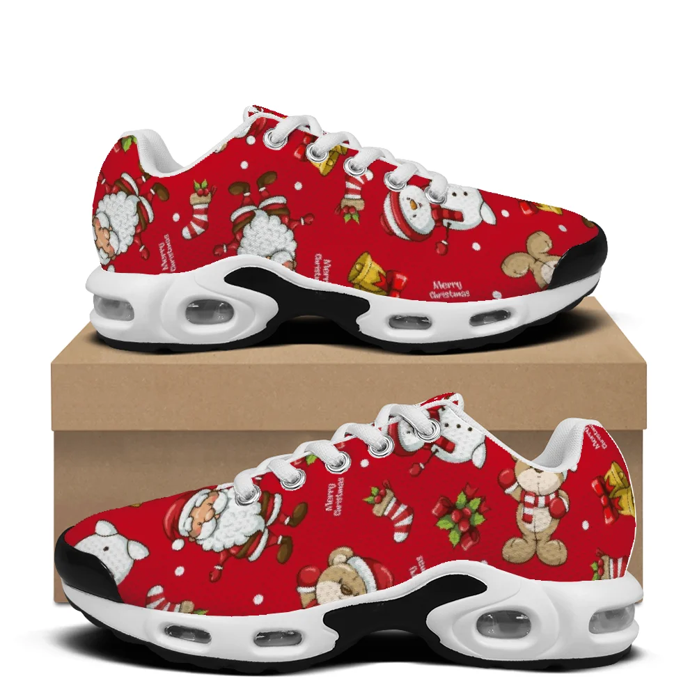 Men Shoes Red - Rote, weihnachtlich inspirierte, lässige Luftpolsterschuhe mit