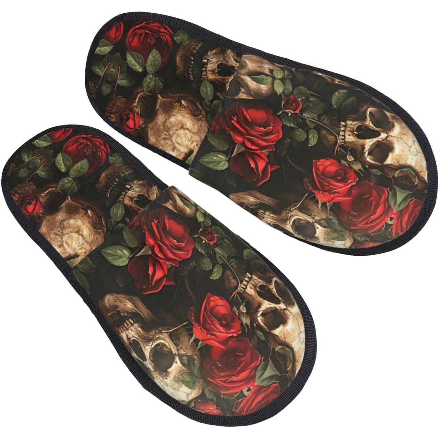 Totenkopf- und rote Rosendruck – Men Shoes Red Bewertung und Preis