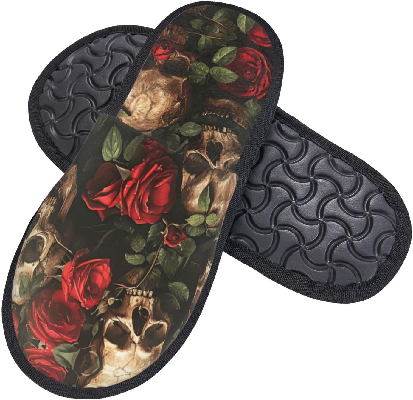 Totenkopf- und rote Rosendruck – Men Shoes Red Bewertung und Preis