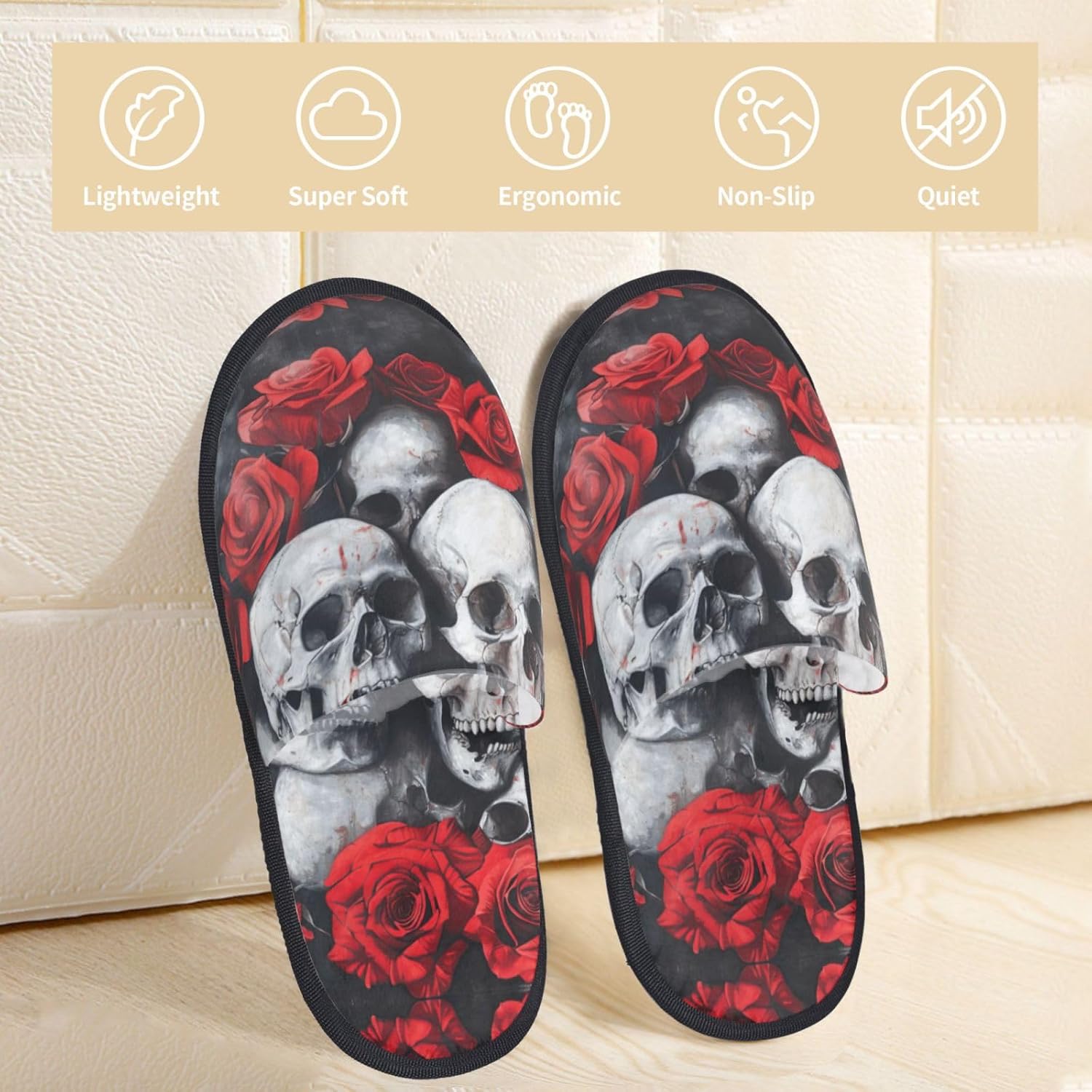 Totenkopf- und rote Rosendruck – Men Shoes Red Bewertung und Preis